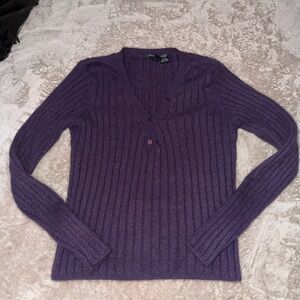 Elegant Purple V-Neck Sweater